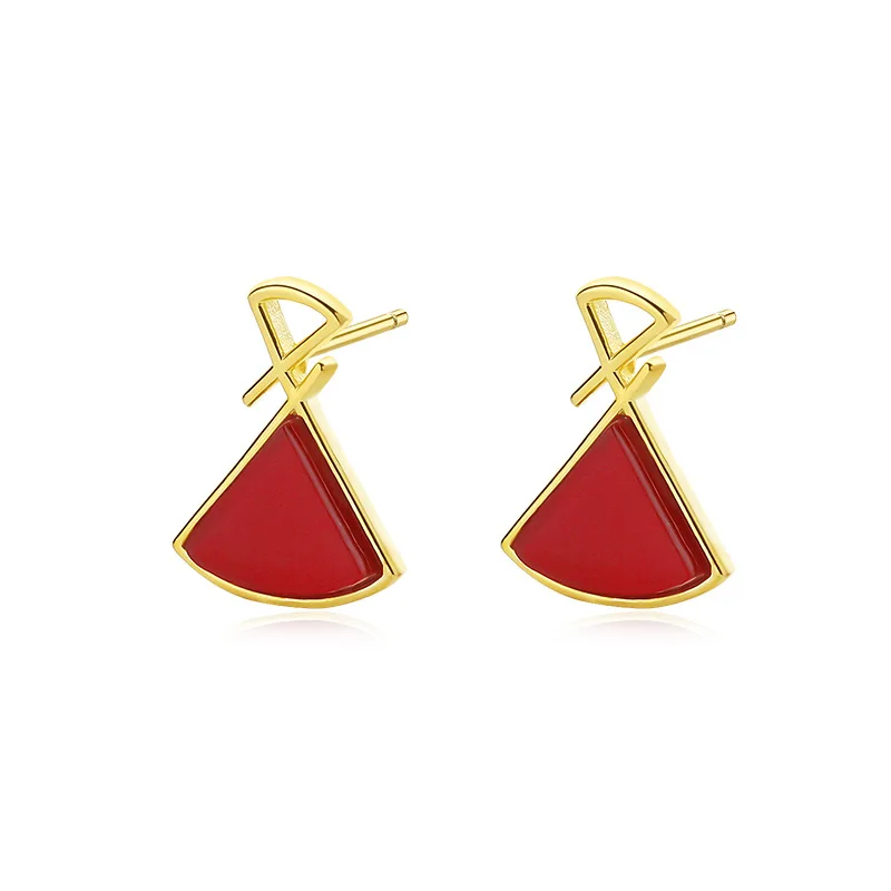 

VIANRLA 925 Sterling Silver Jewelry Earrings 18k Gold Plated Trendy Hoop Triangle Pendant For Women Free Laser Logo Wholesale