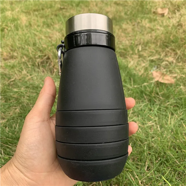 

Buy 10 Get 1 Free Sample 17oz 500ml BPA Free Eco Friendly Silicone Folding Collapsible Water Bottle with Custom Logo