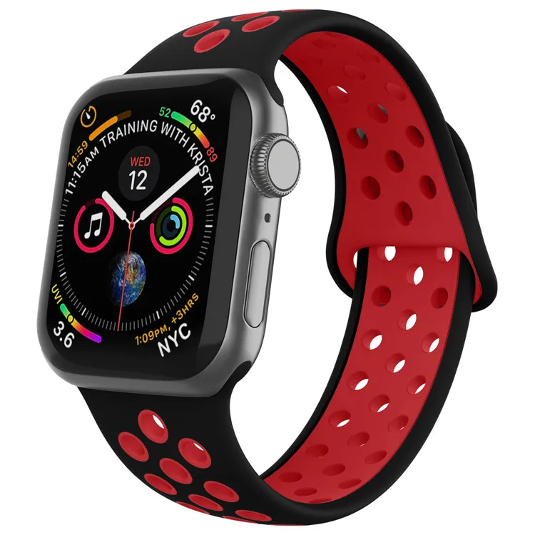 

Vulcanized rubber watch strap silicone watch band s3 two tone armband appel i watch bands 44, Black