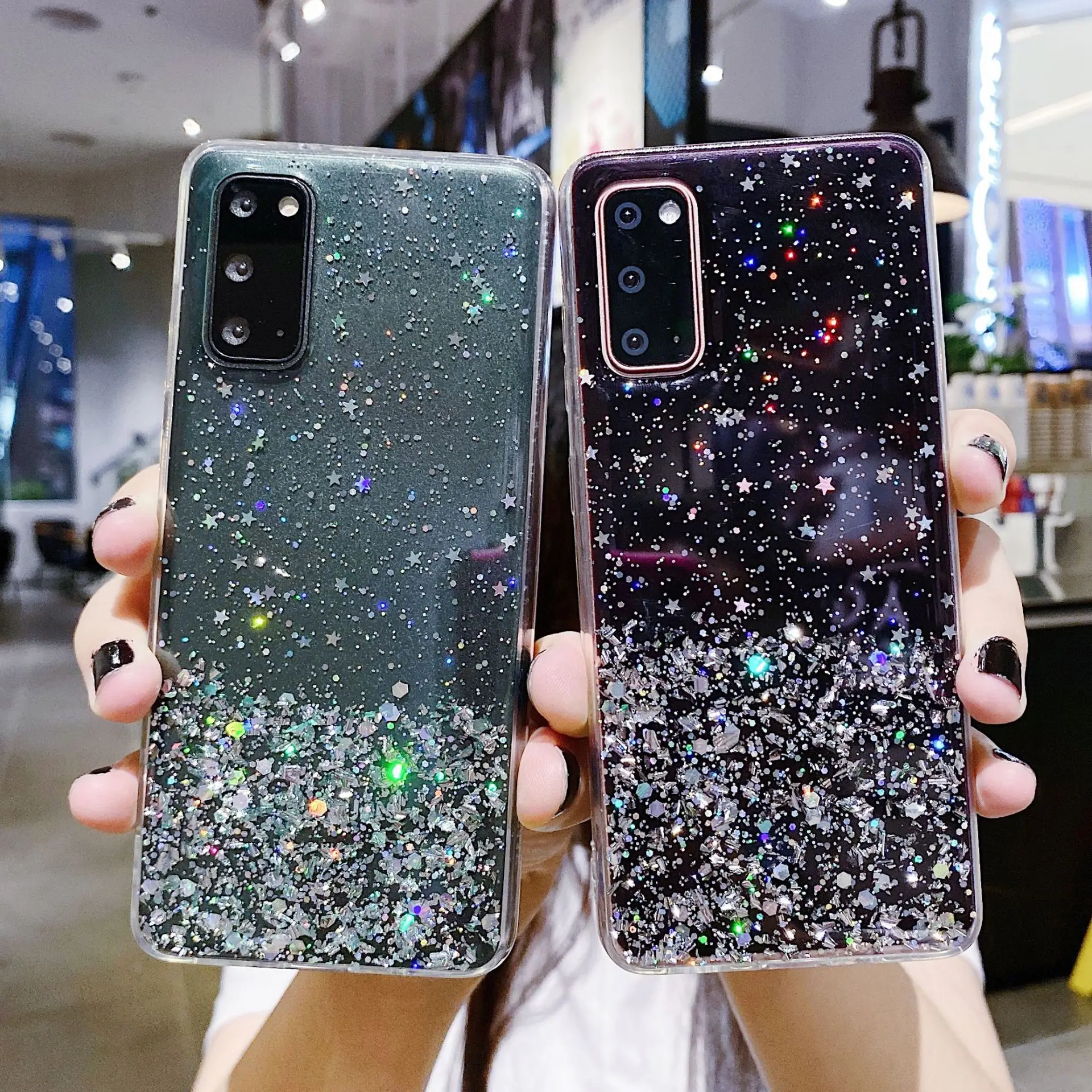 

3D Shiny Bling Tpu Back Cover For Samsung Galaxy A42 A32 A72 A02S Note20 S21 S22 Plus Ultra Soft Silicone Glitter Case, As picture shows