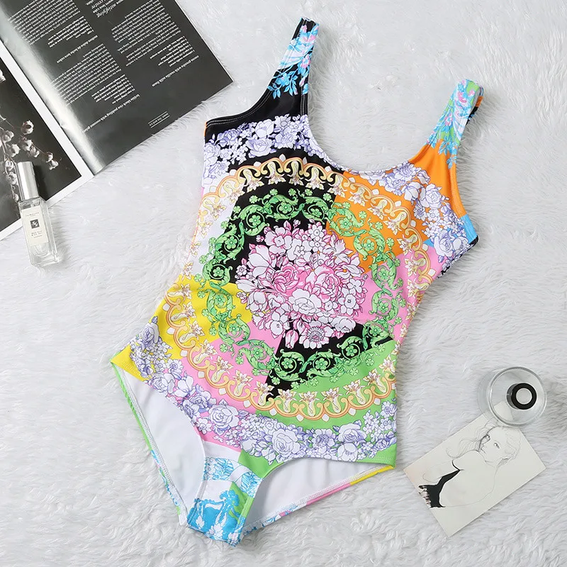 

Can Be Customized Plus Size Swimsuits Colorful Sexy Sleeveless One-piece Beachwear Bikini