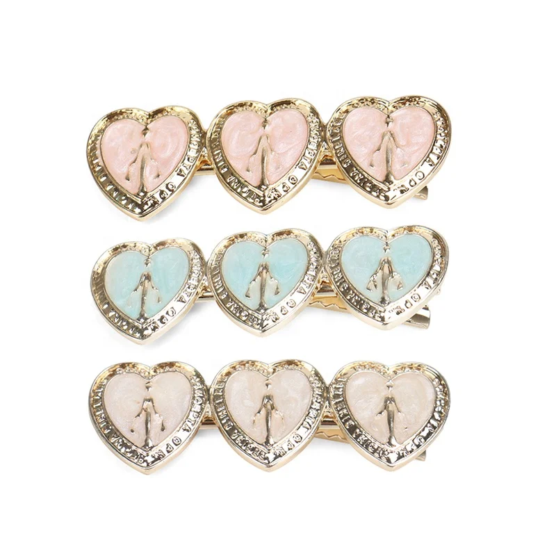 

Latest Design Heart Alloy Hair Pin Small 5cm Resin Style Women Hair Pin Gold Alloy Alligator Clip