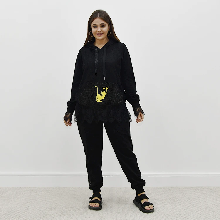 

spring Fall 2XL Women Cotton Outfits Hoodie Sweatpants Workout Tracksuits Sweatsuit Matching Joggers 2 Two Piece Sets, Customized color