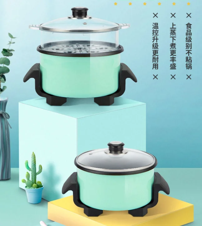 
Electric Hot Pot Mini Electric Cooker Noodles Cooker Electric Kettle with Multi-Function for Steam Egg Soup and Stew 700W 