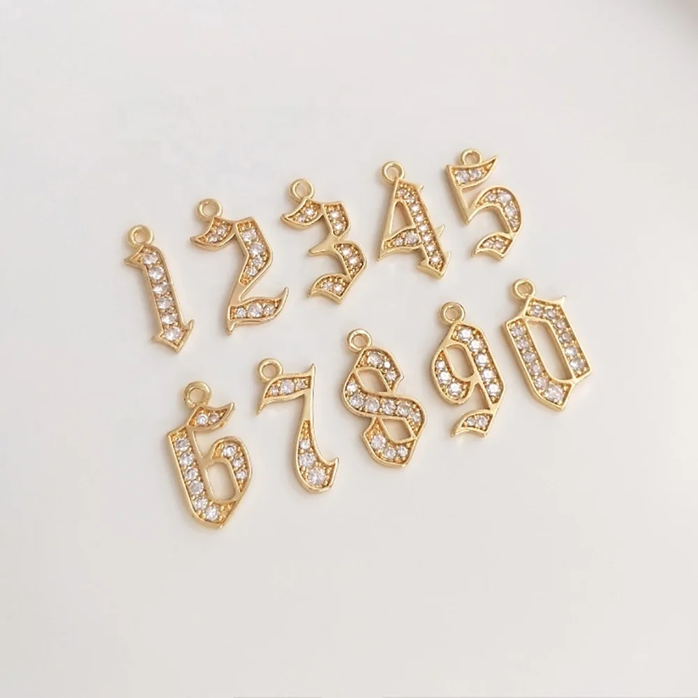 

DIY Jewelry Making 14K gold filled clad initial ancient roman numerals micro inlay zircon charm pendants for necklace bracelets