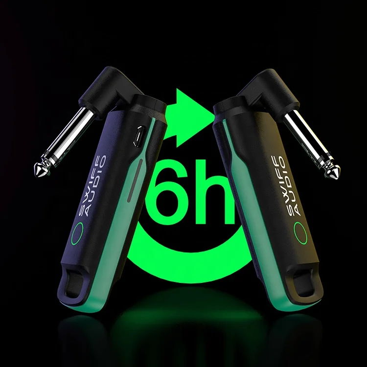 

Swiff 6 hours digital guitar wireless system transmitter receiver, Black