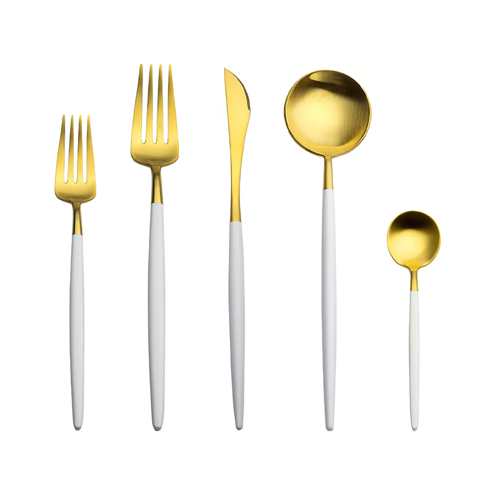 

Fast delivery restaurants hotels tableware knife fork spoon 18/10 matte gold flatware sets stainless steel cutlery, 6 colors