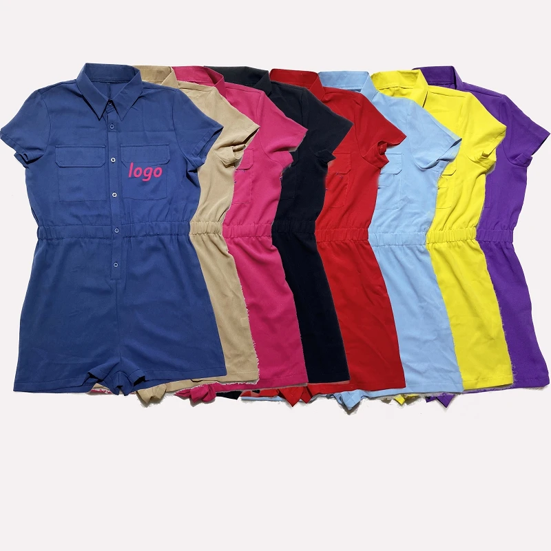 12 Colors Custom Plus Size Short Sleeve Outfits Jumpsuit One Piece 