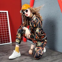 

In stock western new custom design casual retro digital print fashion jacket with pencil trousers two piece set women clothing