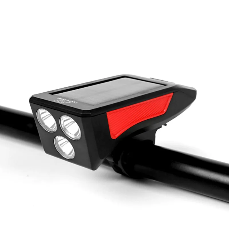 

Superwin Bike Headlight 3pcs LED Mountain Bike Waterproof Charge Strong Light Riding Equipment Warning Solar Horn Headlight, Black, red, blue, orange