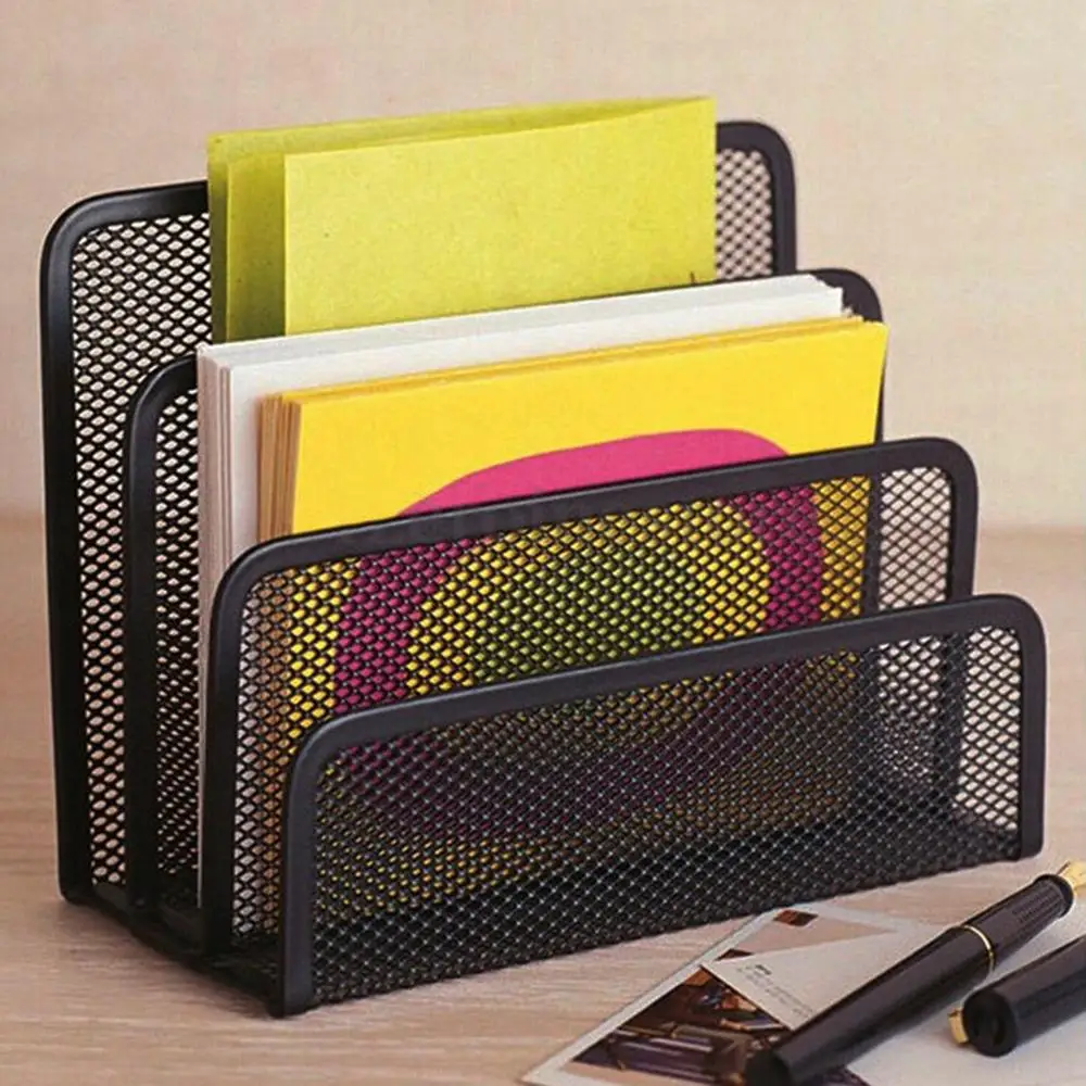 

Black Mesh Letter Paper File Storage Rack Holder Tray Organiser Desktop