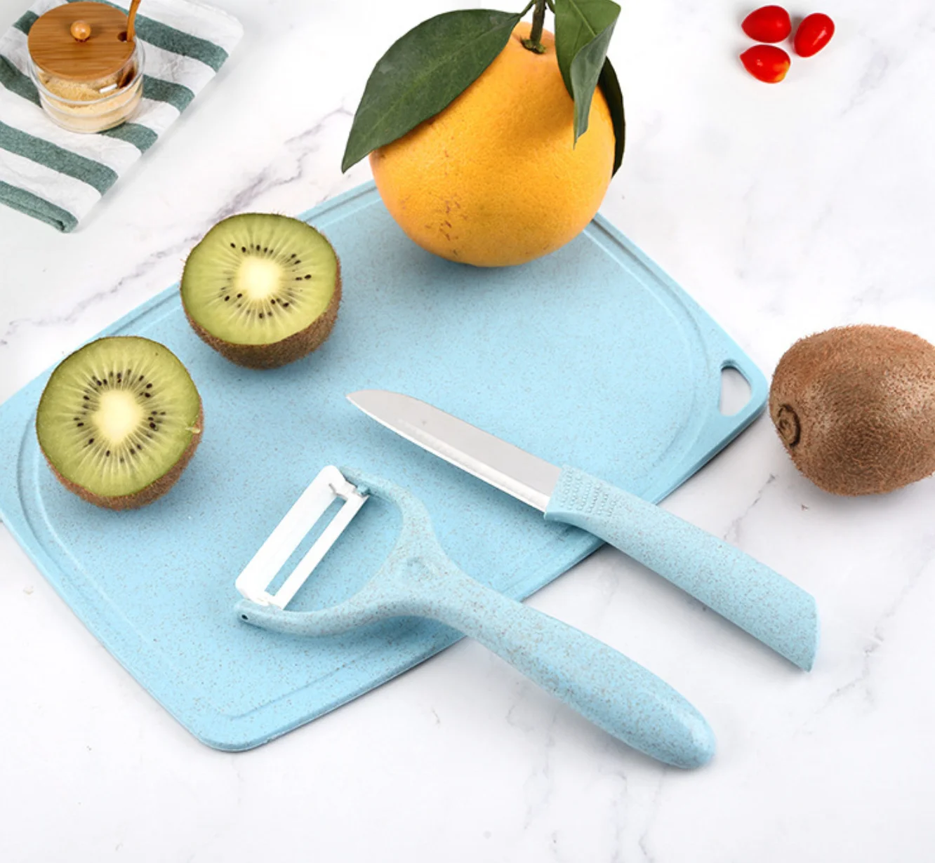 

ins mini cutting board three-piece multi-function cutting board cheese board set, Blue/pink/brown