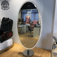 

European salon furniture diamond station crystal mirror makeup mirror led barber mirrors for sale