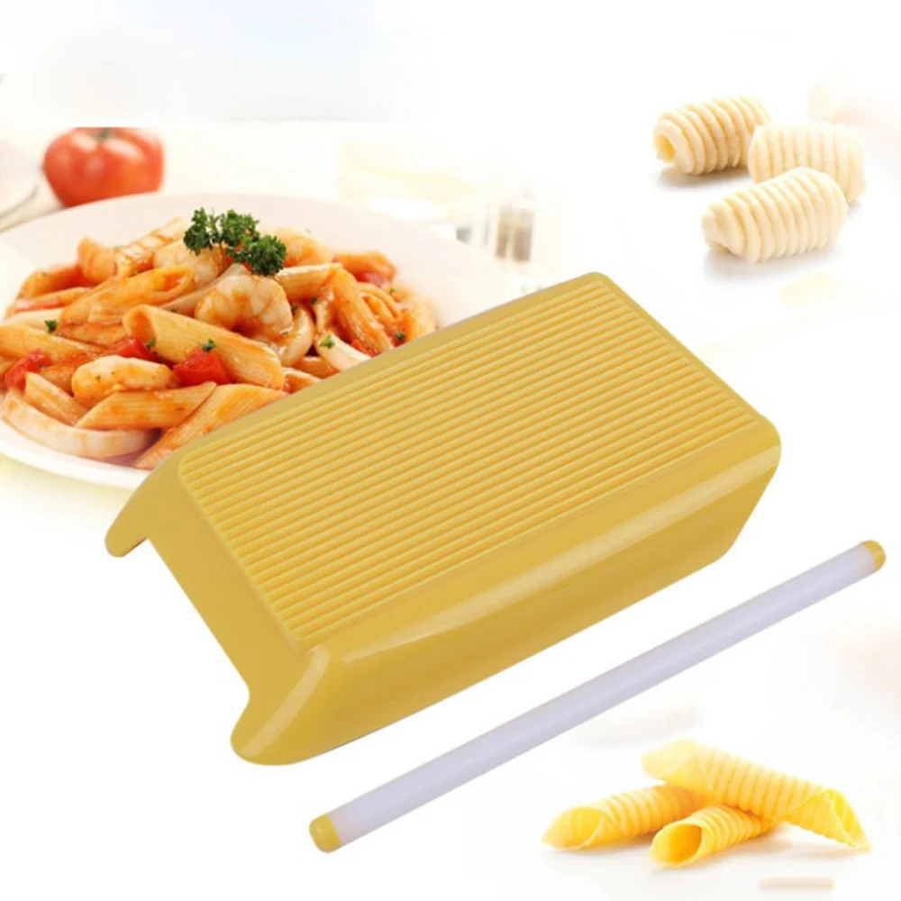 

Plastic Pasta Macaroni Board Spaghetti Macaroni Pasta Gnocchi Maker Rolling Pin Baby Food Supplement Molds Manual Kitchen Tool, As picture