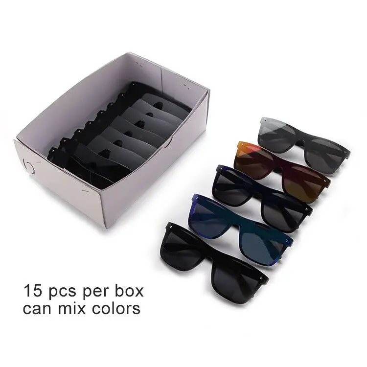 

SKYWAY Free Shipping 15 Pack Can Mix Colors Custom Logo One Piece Lens Sun Glasses Women Men Wholesale Fashion Sunglasses