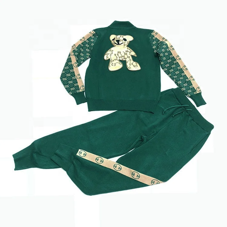 

Quality Tracksuit Little Bear Letter Embroidery Design Women Leisure Sports Suit