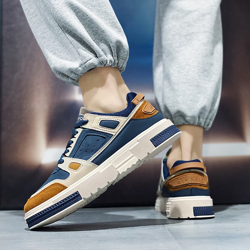 

Spring breathable men custom high quality suede sneaker 2022 fashion style shoes anti slip blue men casual shoes, Blue/grey/green