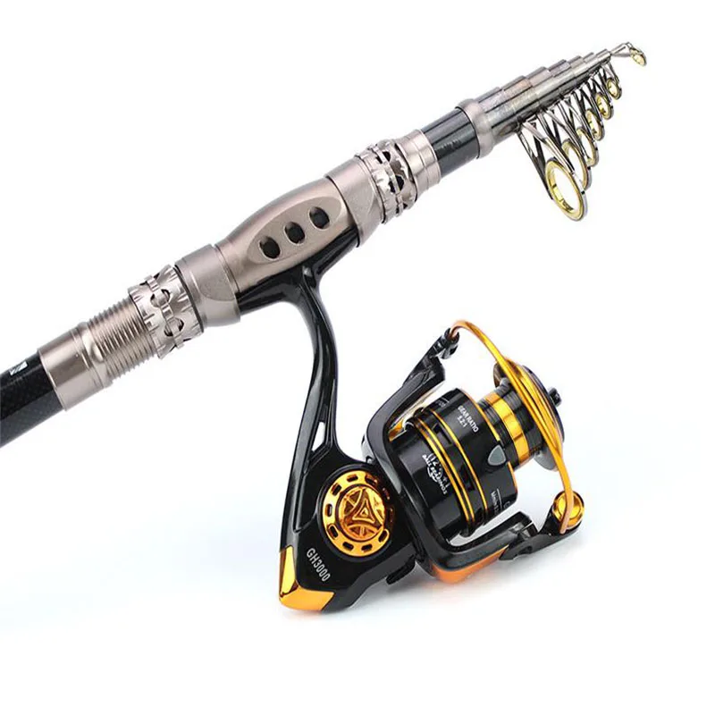 

1.8m-3.3m fishing rod fishing reel set carbon sea rod and spinning reel set