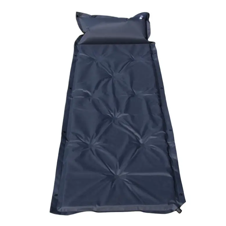 

Ultralight camping pad inflatable sleeping mat with pillow attached, Dark blue, green
