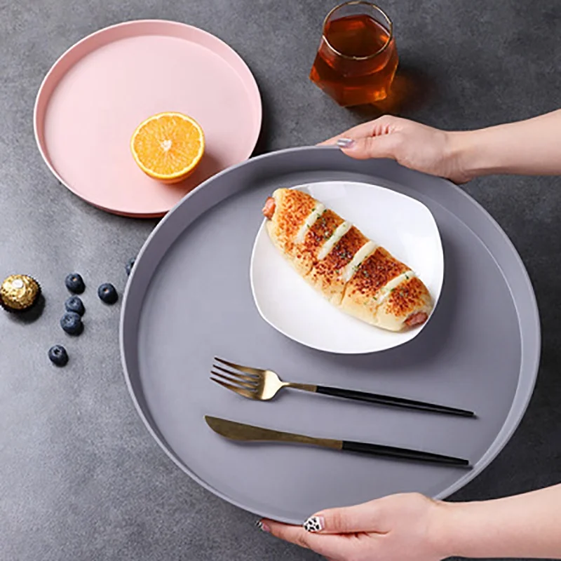 

Nordic Creative Fruit Round Pigmented Tray Plastic Glass Foam Disposable Dnsh Plates Dinnerware, Custom
