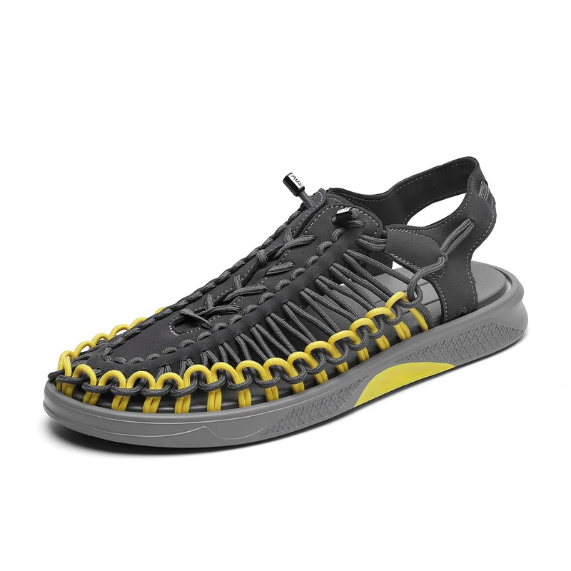 

Summer new fashion plus size breathable woven men beach sandals for beach hiking