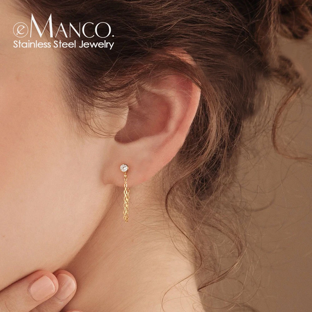 

eManco Rhinestone Birthstone Earrings Stainless Steel Diamond Chain Drop Jewelry 12 Zodiac Sign Gift Party Jewelry Gift