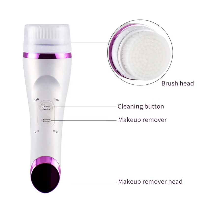 

MIQMI automatic portable sonic vibrating facial cleansing brush device soft waterproof skincare cleansing brush face electric, Pink/blue