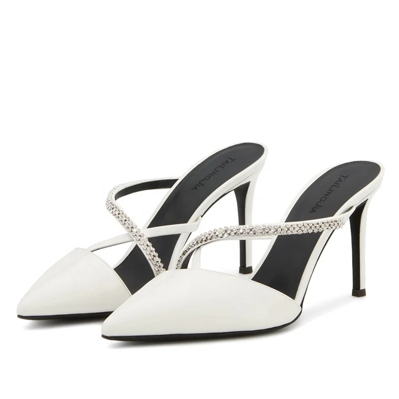 

White Pumps Bridal Wedding Shoes Rhinestone Sandals Heels For Ladies