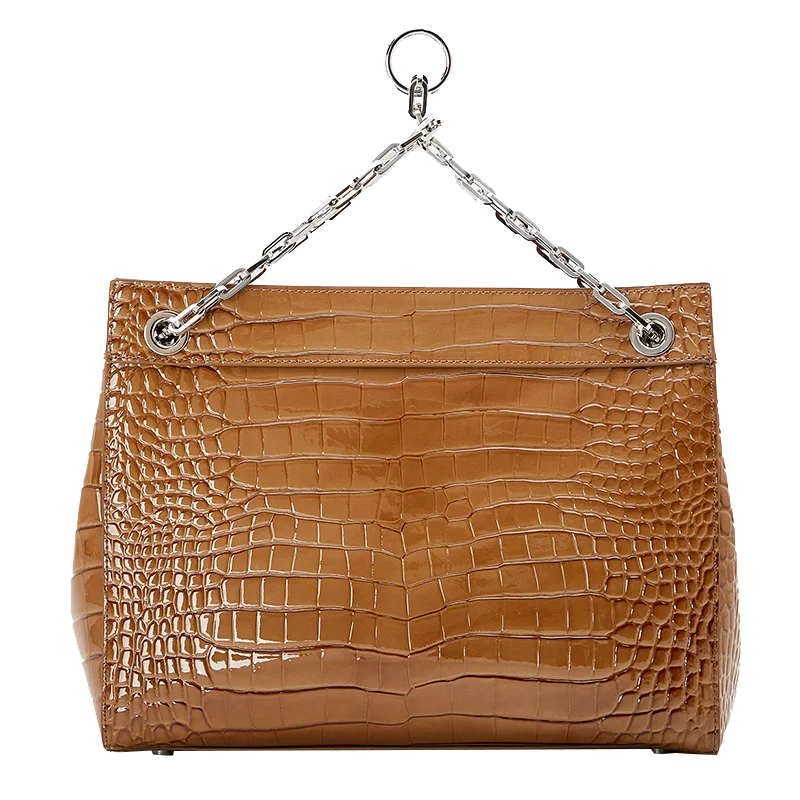 

POLE LOVE OEM new bottom rivet large-capacity handbag crocodile pattern high-quality first layer cowhide tote handbags for women, Brown