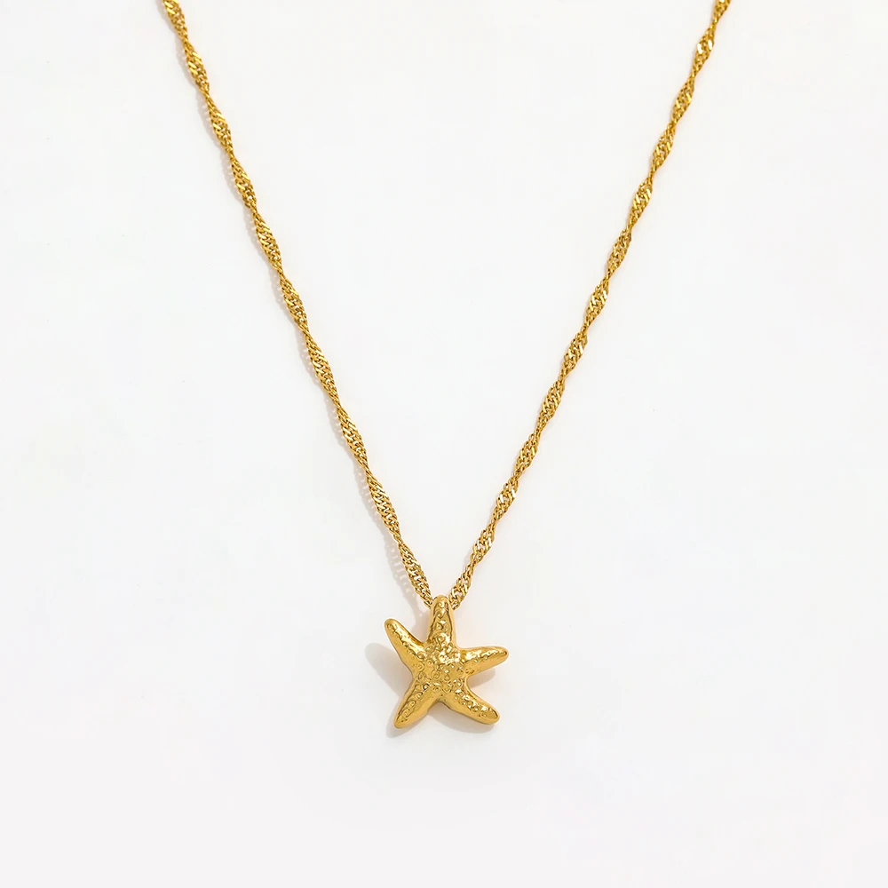Joolim Jewelry 18K Gold Plated Small Starfish Pendant Necklace Stainless Steel Necklace Tarnish Free Jewelry Wholesale