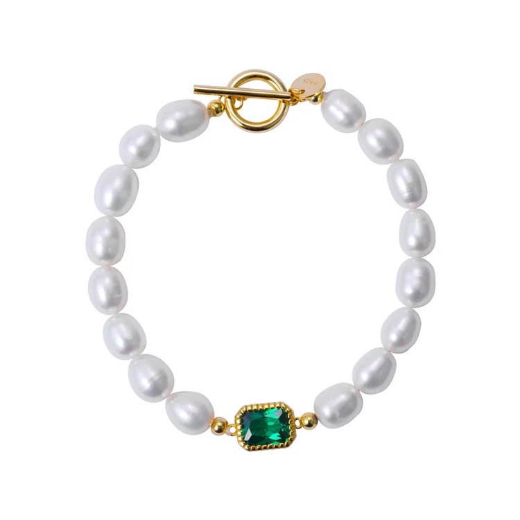 

Fashion 2021 charm 8mm pearl and fireball bracelet