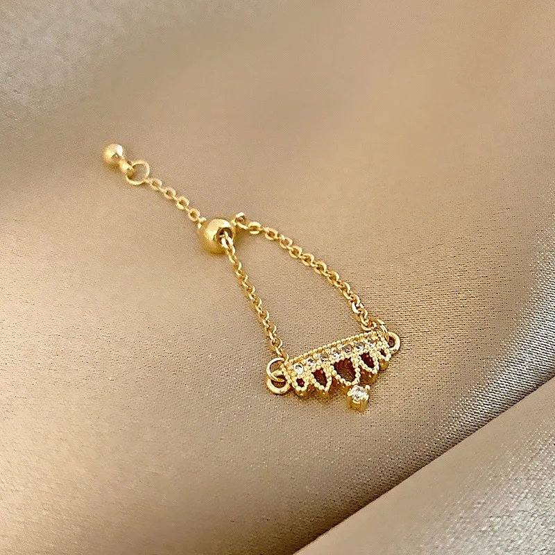 

Vershal C274 Korean 18k Gold Plated Personalized Design Crown Shape Pave CZ Adjustable Ring