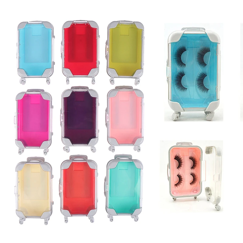 

2020 Luxury Custom lashbox with strip tray mini handbag eyelash packaging box suitcase lash box with logo, 9 kinds