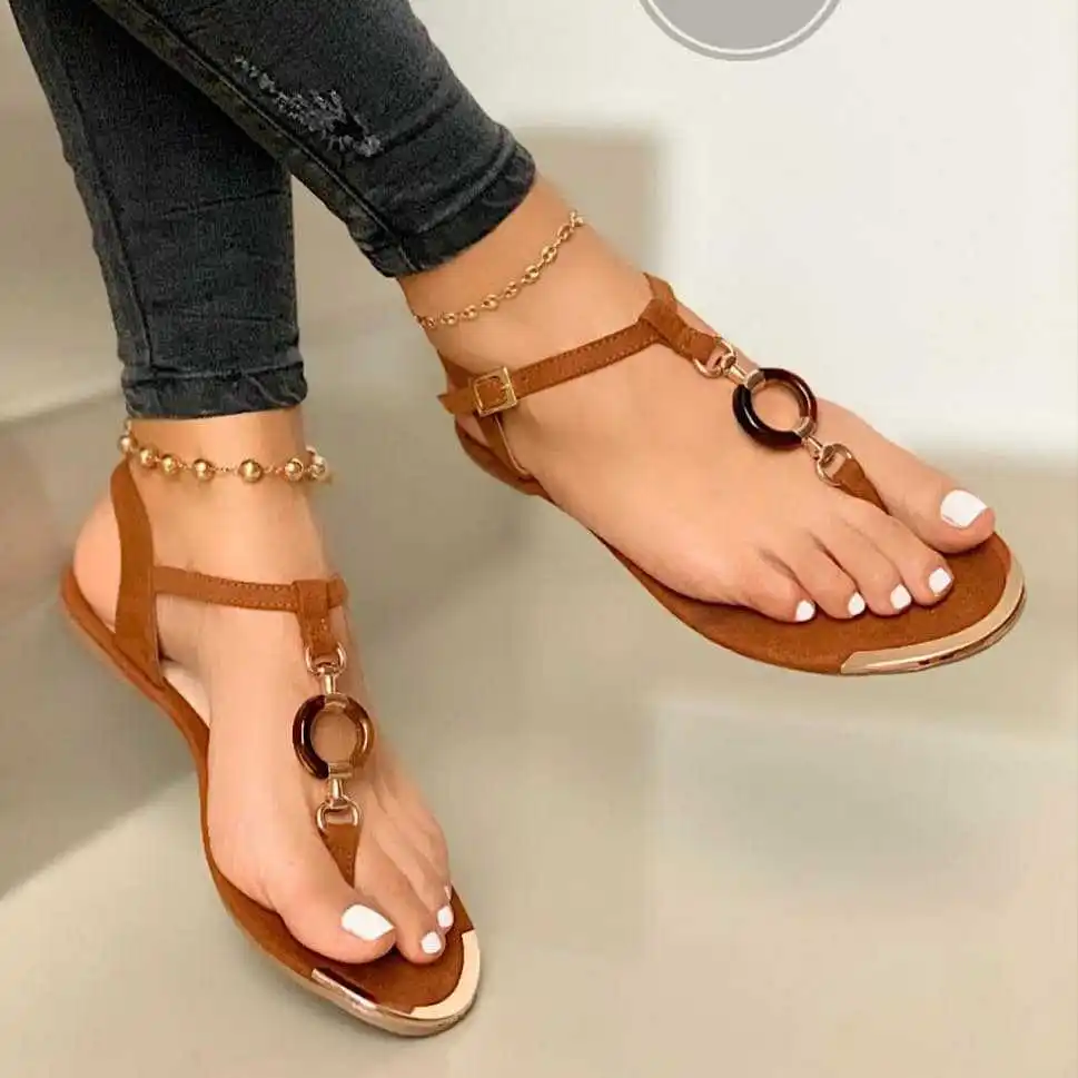 

Women's sandals new summer 2021 comfortable flat bottomed women's sandals leisure beach sandals drop shipping, Yellow, black, brown