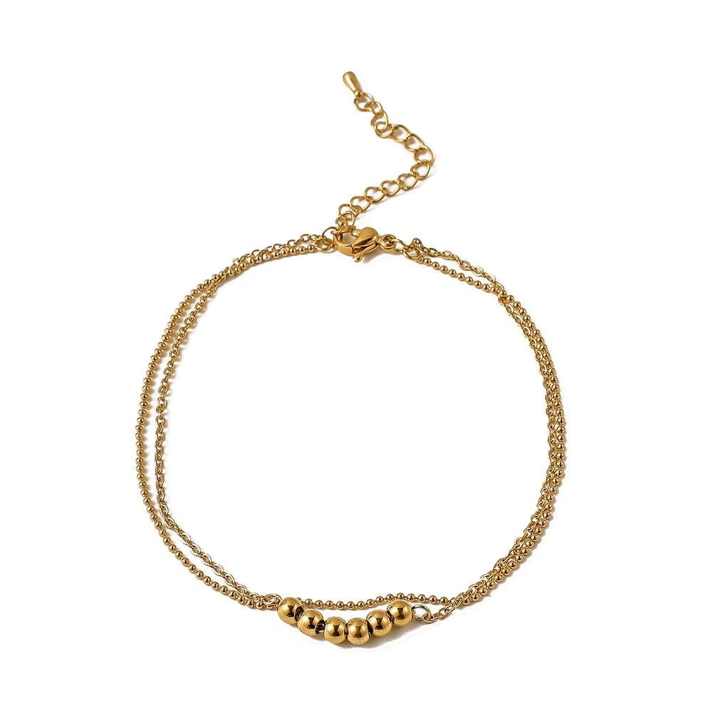 

New Two-layer Pearl Anklet Beaded Anklet Personalized Fashion Anklet Birthday Holiday Gift, Gold