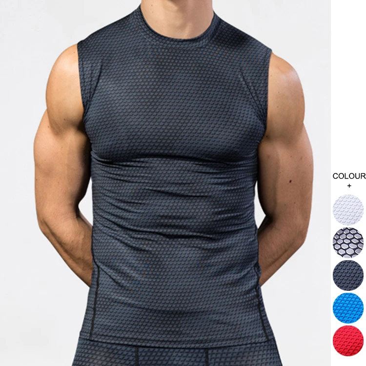 

Custom Logo Men's Gym Sports Tank Top 3D Printing Fitness Running Vest Tight Stretch Vest Quick Drying Vest, Customized color