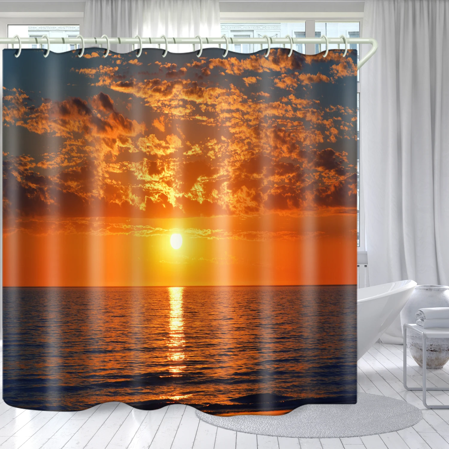 

Sunset Hongxia theme 3-5 days delivery bathroom waterproof shower curtain custom printed shower curtain decorative curtain, Picture