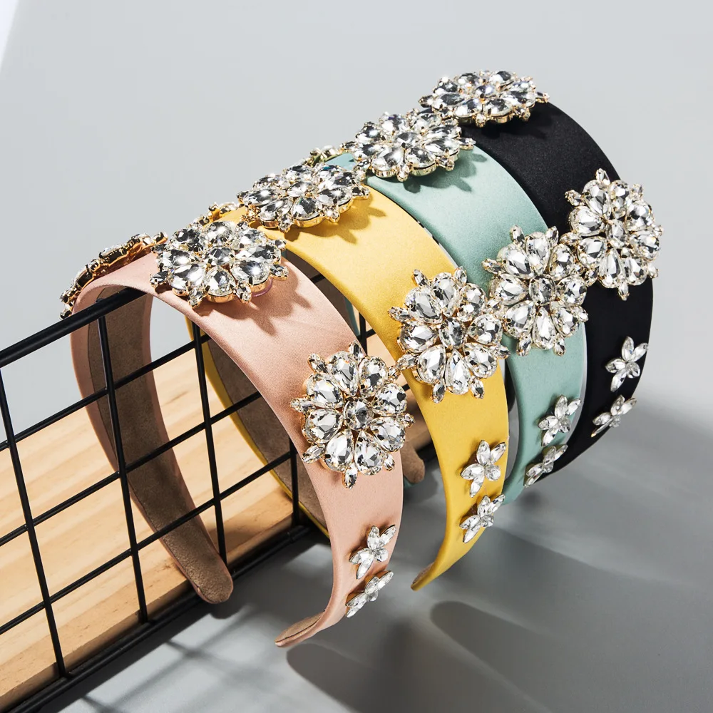 

Baroque fashion full diamond multi color headband prom hair accessories flowers geometric simple personality headband, Picture