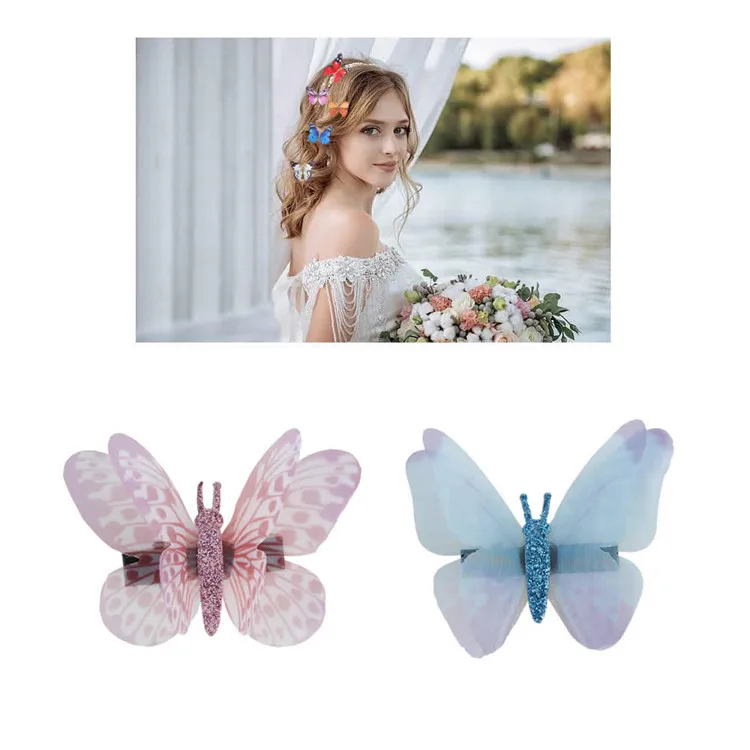 
Sparkly Glitter Double Layer Mesh Fancy Butterfly Hair Clips Small Hairgrips Hairpins Barrettes Alligator for Kids Baby Girl 