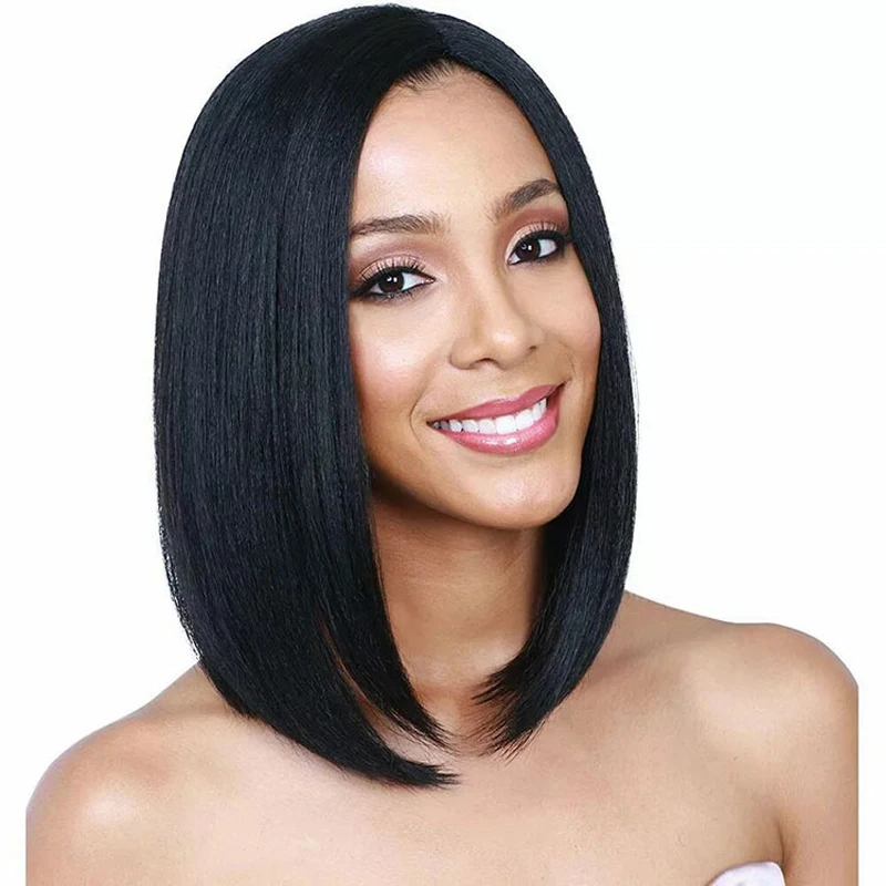 

Trade women wig mid-point bangs mid-length straight hair shoulder-length wigs for black women JF-008, See details picture