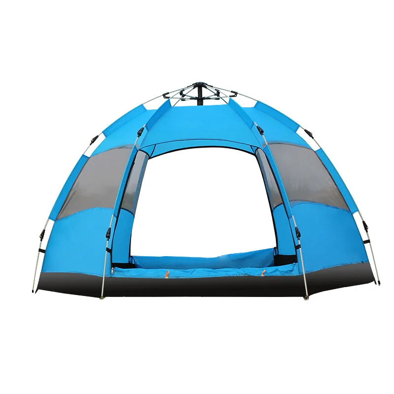 

3-5 Person Double Layer Hexagon Automatic Popup Instant Tent, Orange/blue