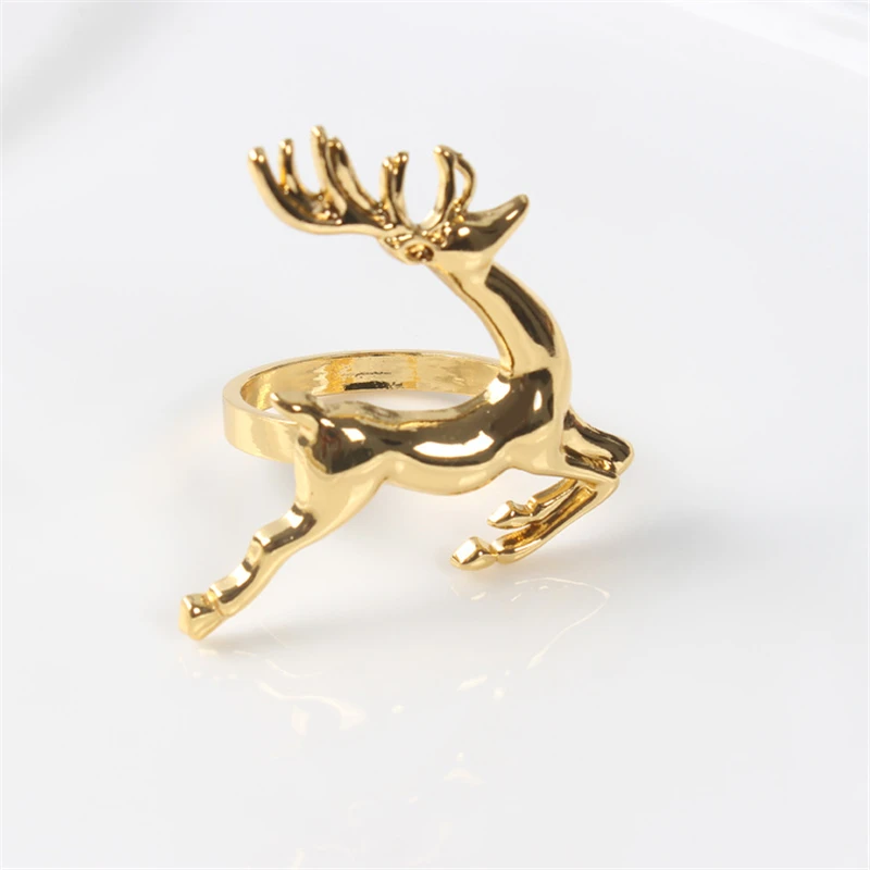 

Christmas gold silver servilleteros de navidad for table setting decoration holder deer napkin ring, Gold and silver