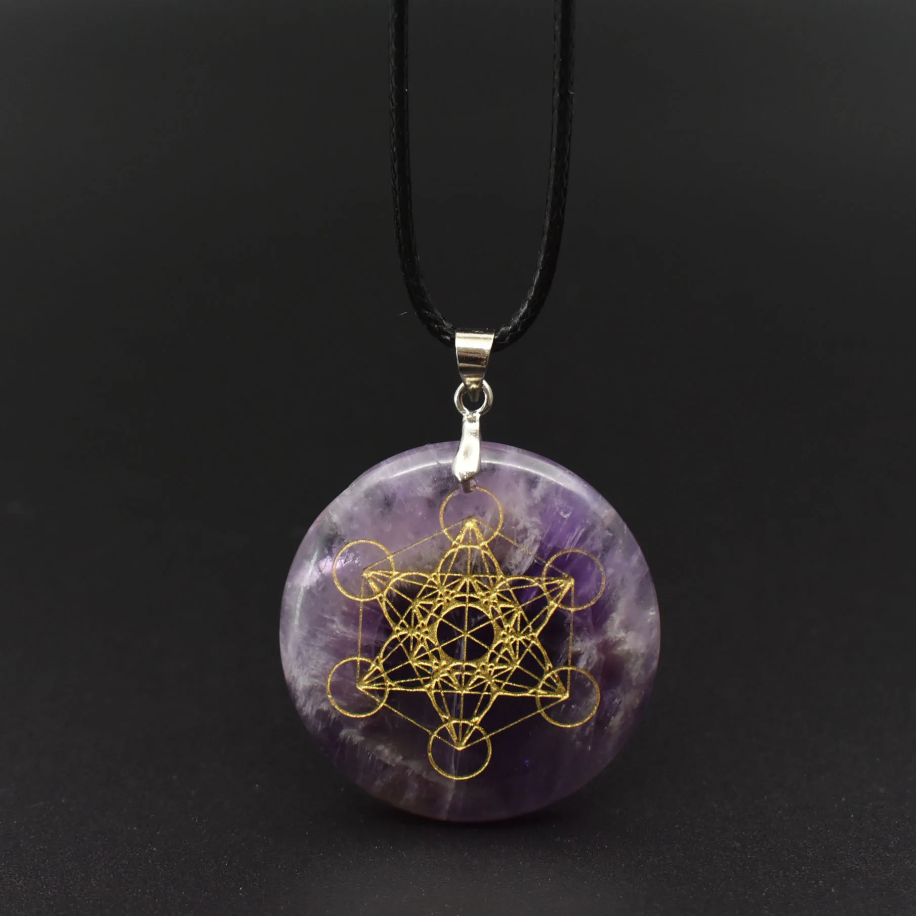 

30mm High quality natural stone quartz white crystal pendant pendulum flower of life pendants pendule orgonite necklace