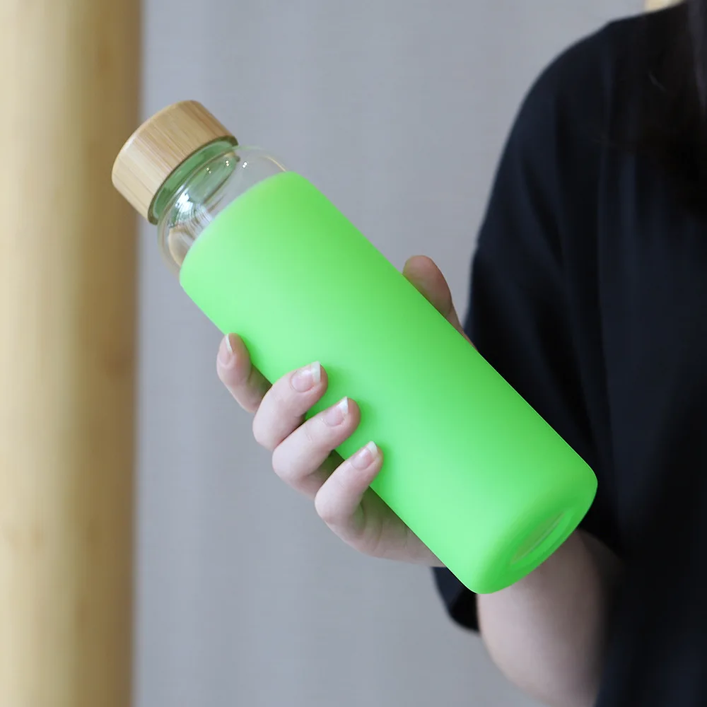 

Oem thick bottom portable tea drinking bottle double wall glass water bottle to go with infuser for water, Customized color