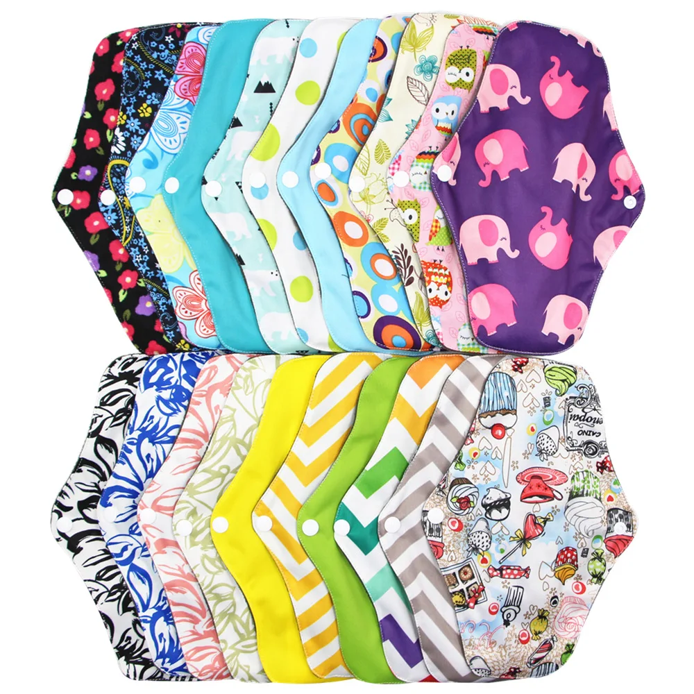 

Organic Cotton Menstrual Pads Washable Reusable Women Sanitary Napkin Cheapest Wholesale Pads, Customized printing