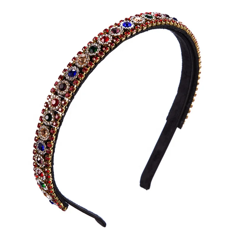 

New Fashion Women Headband Top Quality Rhinestone Flower Hairband Luxurious Baroque Headwear Adult Hair Accessories Party, Picture shows