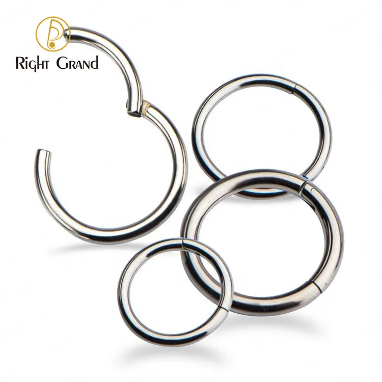 

Right Grand Mirror Polish Titanium ASTM F136 Implant Grade Plain Classic Hinged Septum Clicker Nose Rings