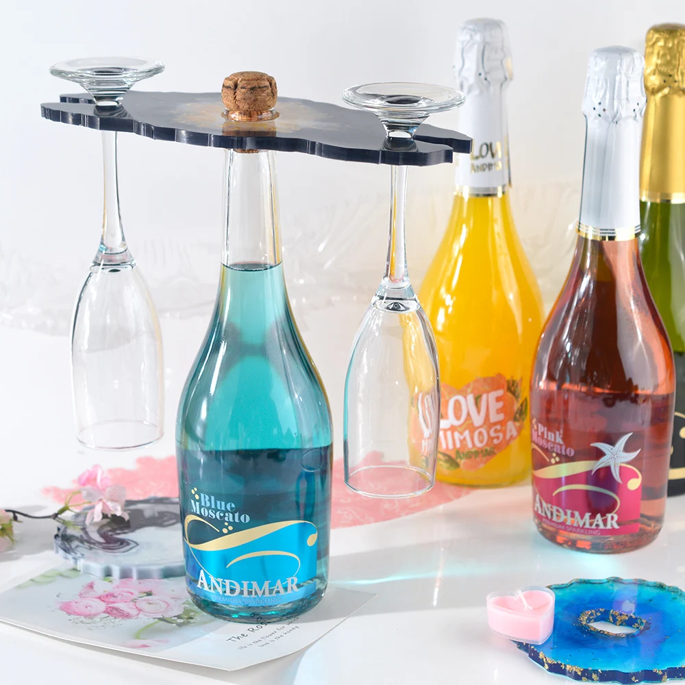 

3pcs DIY Glass Holder Epoxy Resin Mold Coaster Red Wine Tray Wine Cup Mold Irregular Silicone Shelf Resin Mold