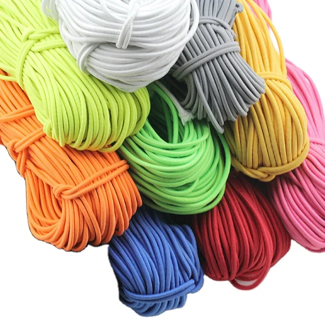 

Wholesale good quality high elasticity accessories imported latex cord color round elastic cord for clothing