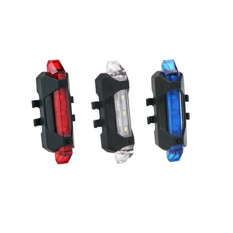 

Bike Light Waterproof Rear Tail Light LED USB Rechargeable Mountain Cycle Front Back Headlight Lamp Flashlight Bicycle Accessory, Red white blue